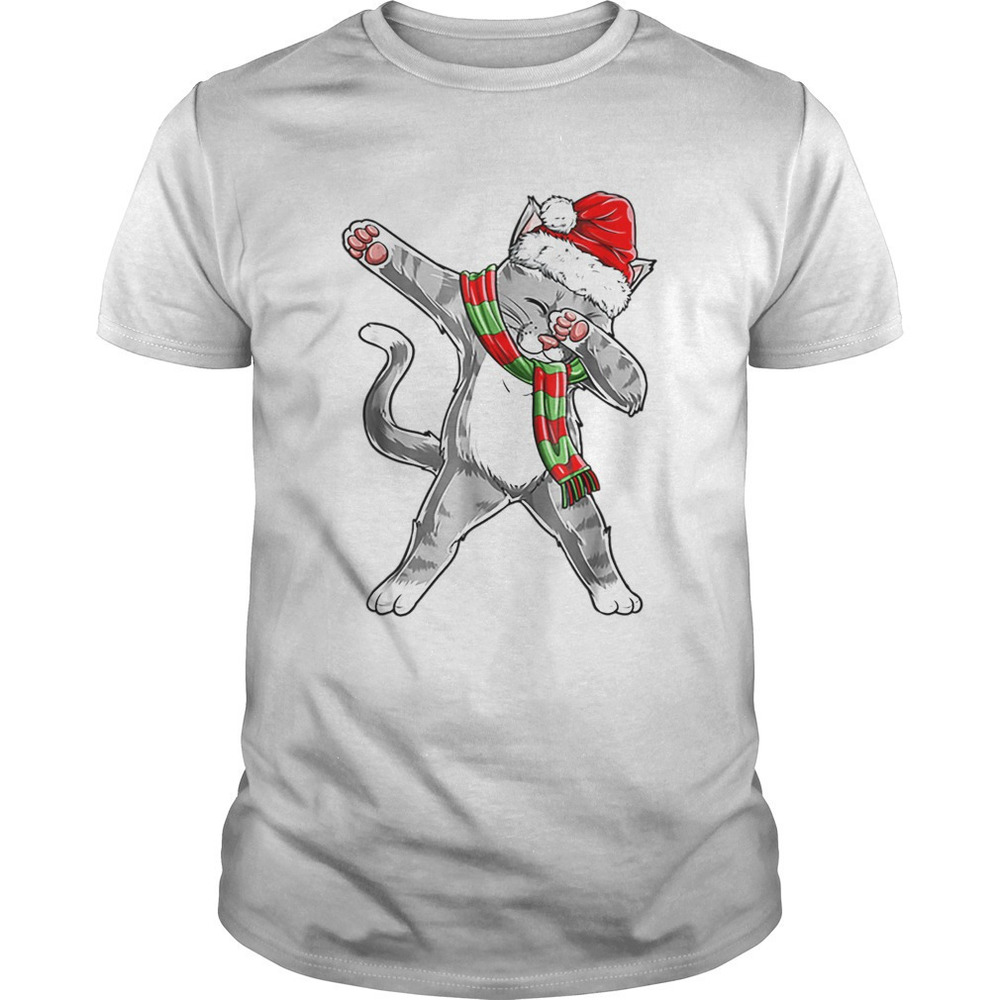 Hot Dabbing Cat Santa Christmas Kids Boys Girls Gifts Shirt